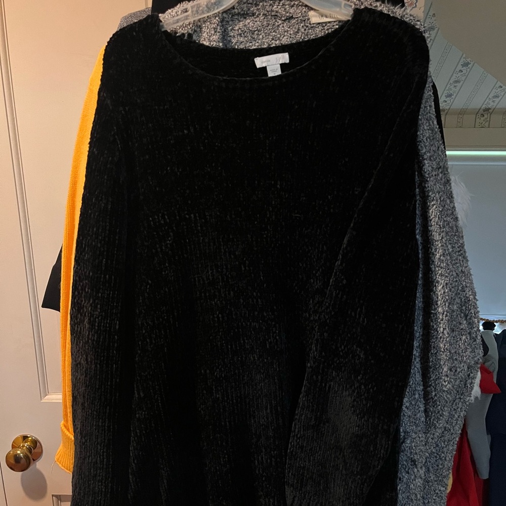 J.Jill Black Velvet Sweater, Size M